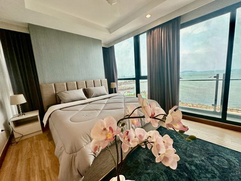 Ladda Plus Condo Sriracha for rent, beautiful room, sea view, fully furnished, move in Ready