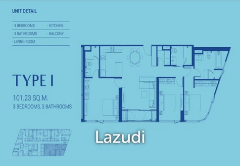 3 Bed 3 Bath 99.21 SQ.M Skyrise Avenue Sukhumvit 64
