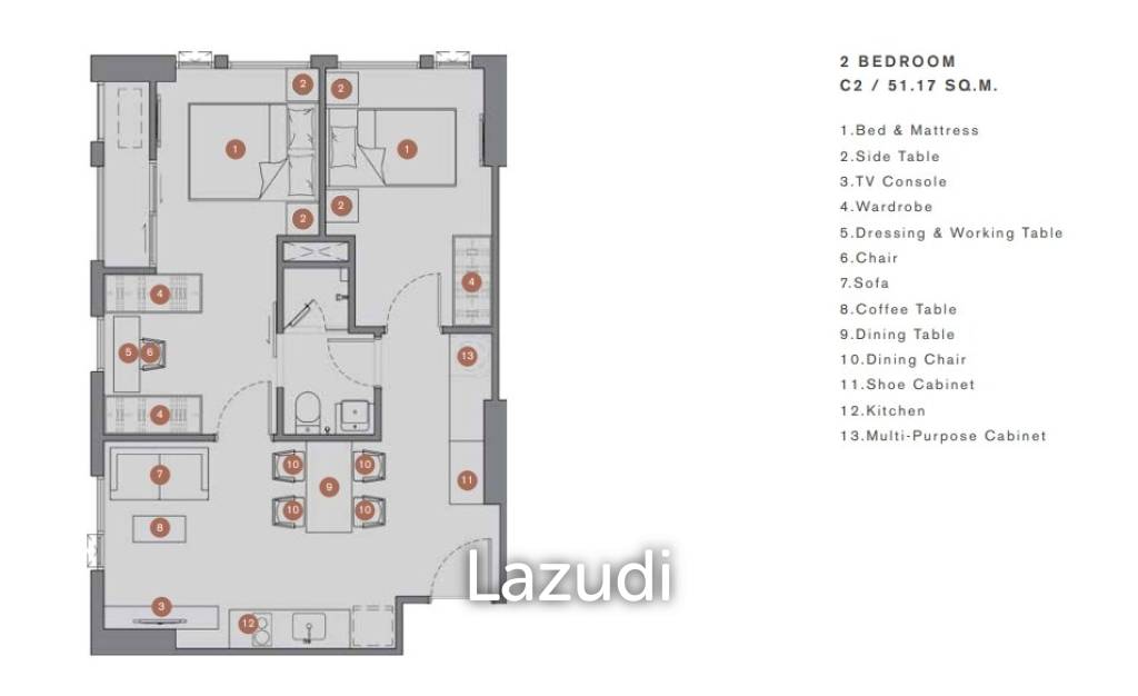 รูป 2 Bed 1 Bath 50.74 SQ.M Chapter Chula-Samyan - รูปที่ 1/1