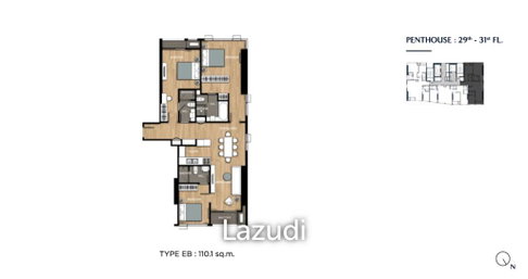 3 Beds 3 Baths 112 SQ.M. The Crown Residences