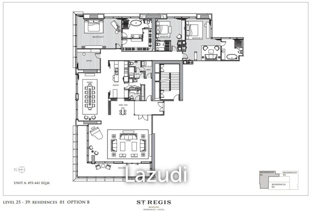 รูป 3 ห้องนอน 436 ตร.ม เดอะ เซนต์ รีจิส แบงคอก - รูปที่ 7/7