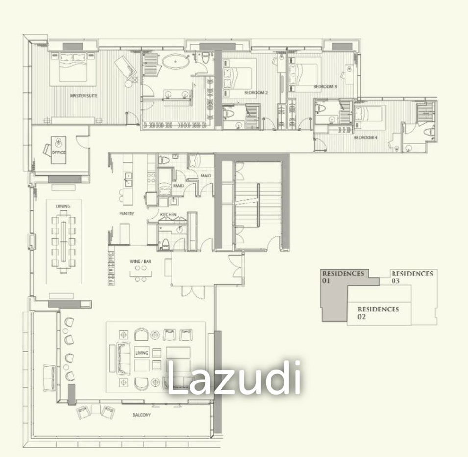 รูป 4 ห้องนอน 436 ตร.ม เดอะ เซนต์ รีจิส แบงคอก - รูปที่ 7/7