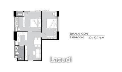 2 Bed 1 Bath 59.68 SQ.M Supalai ICON Sathorn