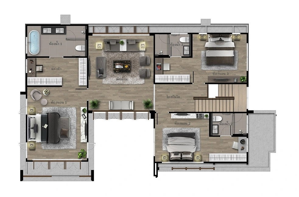 รูป ให้เช่า บุราสิริ กรุงเทพกรีฑา บ้านเดี่ยว 2 ชั้น 303 sq.m. 4 ห้องนอน 5 ห้องน้ำ 3 จอดรถ.พร้อมเข้าอยู่ - รูปที่ 3/4