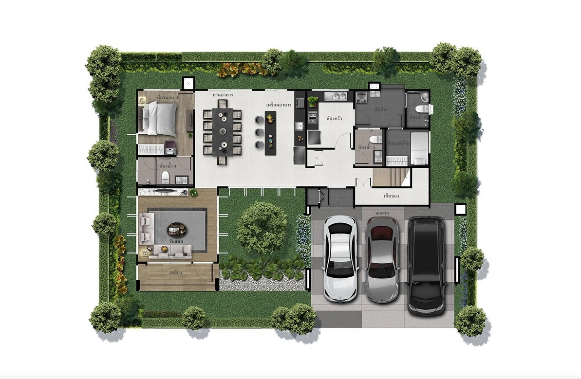 รูป ให้เช่า บุราสิริ กรุงเทพกรีฑา บ้านเดี่ยว 2 ชั้น 303 sq.m. 4 ห้องนอน 5 ห้องน้ำ 3 จอดรถ.พร้อมเข้าอยู่ - รูปที่ 2/4