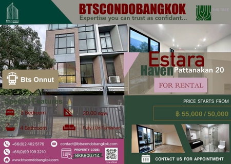 รูปภาพ 🌈🔥ให้เช่าบ้านใหม่ หลังใหญ่ Estara Haven Pattanakan 20 3BR 4BH 20 sq.w 3 storey nice decoration for Rental■□