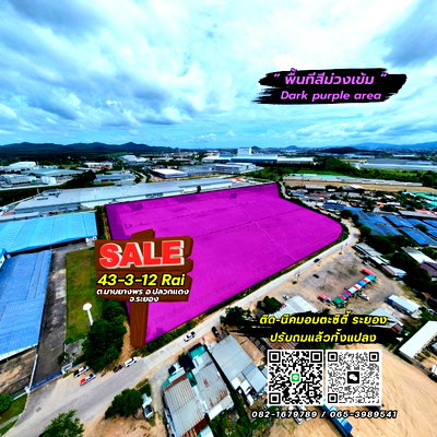 Land for sale ปลวกแดง : Land for sale, filled in, dark purple plan, in the heart of the industrial estate, prime location, Rayong Province