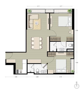 คอนโด 2 ห้องนอน 68 ตร.ม. ชั้น 19 Noble Recole Sukhumvit 19 ใกล้ MRT สุขุมวิท (400ม.) (ID 565340)