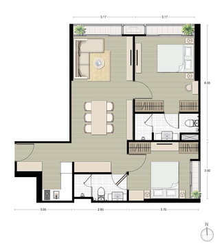 คอนโด 2 ห้องนอน 68 ตร.ม. ชั้น 19 Noble Recole Sukhumvit 19 ใกล้ MRT สุขุมวิท (400ม.) (ID 565340)