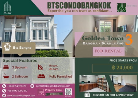 รูปภาพ 🔥🐕‍🦺🐈□■Pet Friendly Townhome Corner Plot in Bangna 3BR  26sq.w 96 sqm. fully furnished with the best price for Rental■□