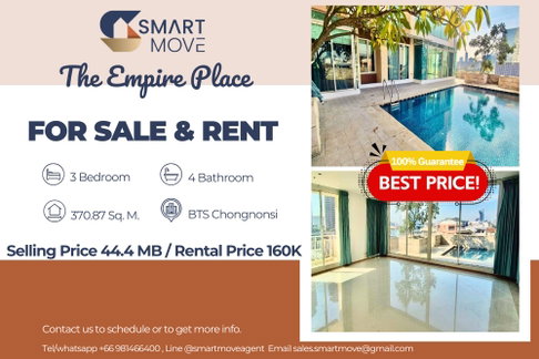 สำหรับขาย- เช่า, ห้องหายาก!!! เพนท์เฮาส์สระว่ายน้ำส่วนตัว !!🔥 Code C20241200015......The Empire Place, 3 นอน, 4 น้ำ, ตกแต่งบางส่วน, ราคาพิเศษ!!📣📣
