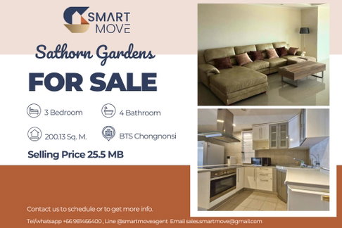 🔥 For Sale !! High Floor 37++, big size, 🔥 Code C20241000019........Sathorn Gardens, 3 bedroom, 4 bathroom, furnished, Special Deal!!📣📣
