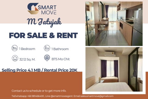 🔥 สำหรับขาย- เช่า !! เลี้ยงสัตว์ได้!! ชั้นสูง 11++,🔥Code C20230111852.......M Jatujak, 1 ห้องนอน, 1 ห้องน้ำ, แต่งครบ, พร้อมเข้าอยู่, ราคาพิเศษ!!📣📣