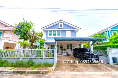 Houses for sale ม.เวสเทิร์น  : Single house for sale, 60 sq m, Pruklada Wongwaen-Hathai Rat, 3 bedrooms, 3 bathrooms, front of house facing the garden