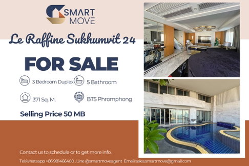 สำหรับขาย !! ชั้นสูง 20++, มีสระว่ายน้ำส่วนตัว!!🔥 Code C20250800091....Le Raffine Sukhumvit 24, 3 ห้องนอน Duplex, 5 ห้องน้ำ, แต่งครบ, ราคาพิเศษ!!📣📣