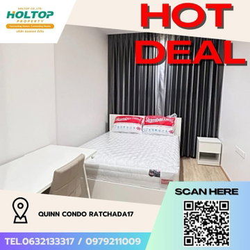 #Z2312💥050968🔥ให้เช่าคอนโด Quinn Condo Ratchada17