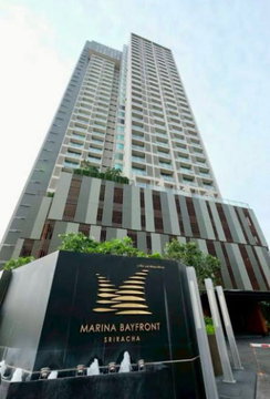 Condo for sale in Sriracha, very luxurious, in the heart of the city, Marina Bay Front, high floor, beautiful view.