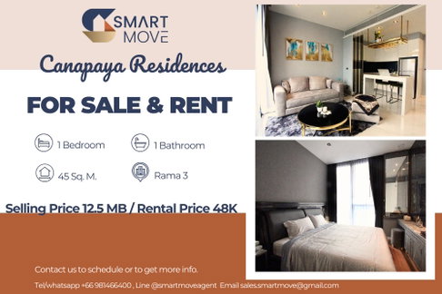 สำหรับขาย- เช่า! ระเบียงกว้าง, ชั้นสูง16+, ห้องหายาก!🔥 Code C20221204152.....Canapaya Residences, 1 นอน, 1 น้ำ, แต่งครบ, สไตล์โมเดิร์น, ราคาพิเศษ!