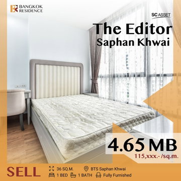 Spacious, Fully Equipped Condo, The Editor near BTS Saphan Khwai