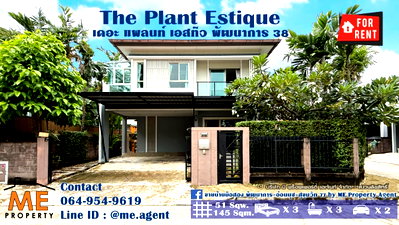 บ้านเดี่ยวให้เช่า : ให้เช่า บ้านเดี่ยว หลังมุม เดอะ แพลนท์ เอสทีจ พัฒนาการ 38 สวนรอบบ้าน ตกแต่งสวย พร้อมเข้าอยู่  โทร 085-1619569 (RBE25-51)
