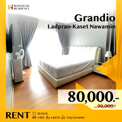 Houses for rent Nawamin 42 : Grandio Ladprao-Kaset Nawamin 🏡 Spacious 2-Storey Detached House, Fully Furnished, Prime Residential Location