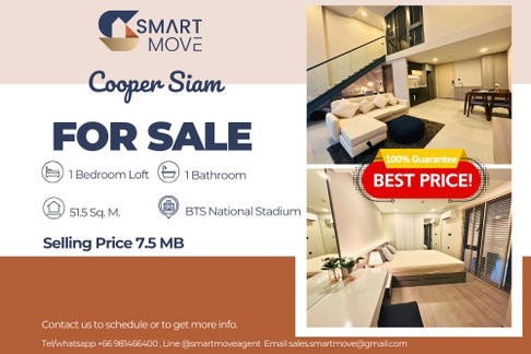 🔥 ขายพร้อมผู้เช่า!! เพดานสูง, ห้องหายาก!! 🔥 Code C20241100039.......Cooper Siam, 1 ห้องนอน Loft, 1 ห้องน้ำ, แต่งครบ, สไตล์โมเดิร์น, ราคาพิเศษ!!📣📣