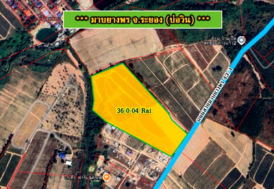 Land for sale ปลวกแดง : Land for sale in Mabyangporn-Bowin (Rayong Province) with an area of 36-0-04 rai