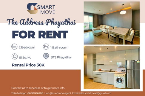 🔥 สำหรับเช่า !! วิวสวย, ชั้นสูง 16++, มีอ่างอาบน้ำ!! 🔥 Code C20230106368.....The Address Phayathai, 2 ห้องนอน, 1 ห้องน้ำ, แต่งครบ, พร้อมเข้าอยู่📣📣