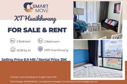 🔥 สำหรับขาย- เช่า !! ชั้นสูง14+, ห้องทิศใต้!!🔥 Code C20250900052.....XT Huaikhwang, 2 ห้องนอน, 2 ห้องน้ำ, แต่งครบ, พร้อมเข้าอยู่, ราคาพิเศษ!!📣📣