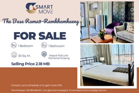 🔥 ขายพร้อมผู้เช่า !! ชั้นสูง 33+, วิวสวย!🔥 Code C20230206939...The Base Rama9-Ramkhamhaeng, 1 ห้องนอน, 1 ห้องน้ำ, แต่งครบ, ต่ำกว่าราคาตลาด20%
