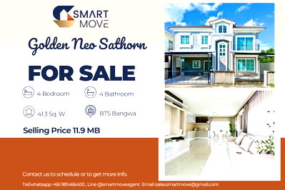 Twin houses for sale Bangkok : Sale Single house !! 2 Storeys, corner house, modern english style!🔥 Code C20250900064...Golden Neo Sathorn, 4 bed, 4 bath, furnished, Special Deal!!