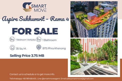 🔥 ขายดาวน์ !! ชั้นสูง 30++,🔥 Code C20250900067.......Aspire Sukhumvit – Rama 4, 1 ห้องนอน, 1 ห้องน้ำ, ตกแต่งบางส่วน, ราคาพิเศษ!!📣📣