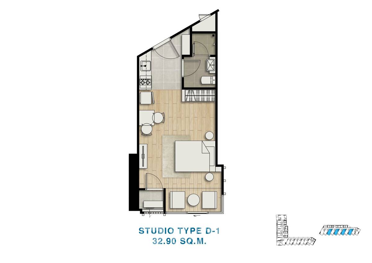 รูป คอนโด 1 ห้องนอน ขาย ที่ Skypark Lucean จอมเทียน พัทยา (ID 1282079) - รูปที่ 2/8
