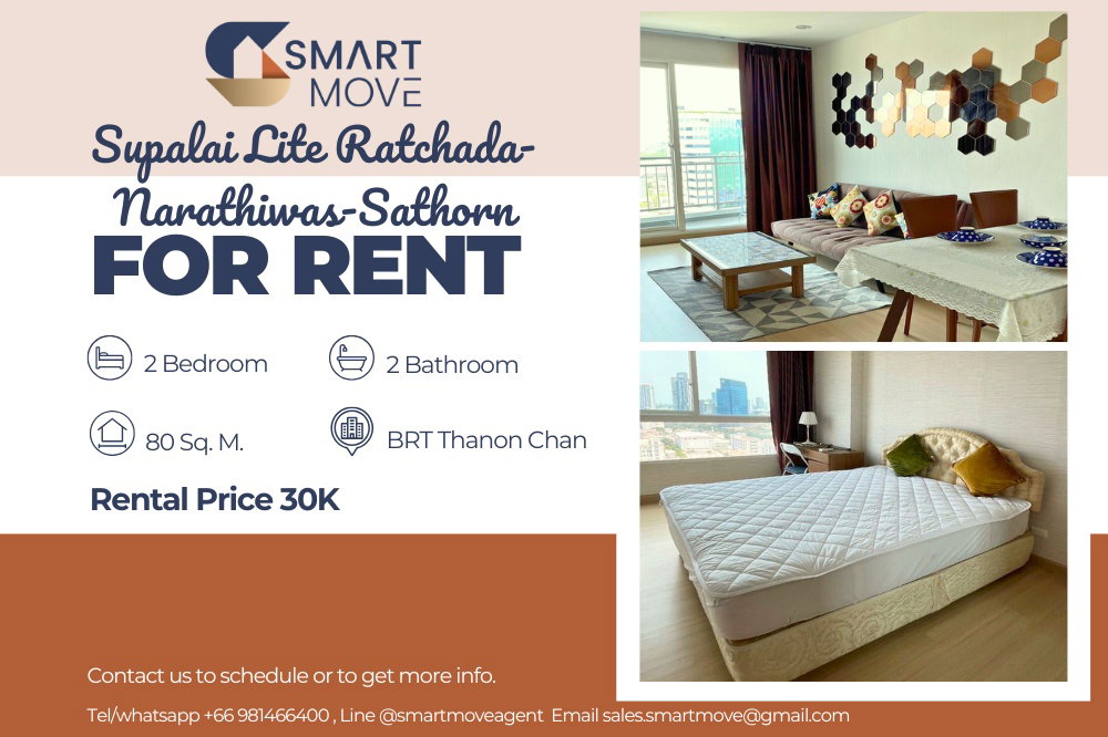 รูป สำหรับเช่า ! ชั้นสูง 17+, ห้องหายาก, ห้องมุม! 🔥 Code C20250800037....Supalai Lite Ratchada-Narathiwas-Sathorn, 2 นอน, 2 น้ำ, แต่งครบ, พร้อมเข้าอยู่  - รูปที่ 1/6