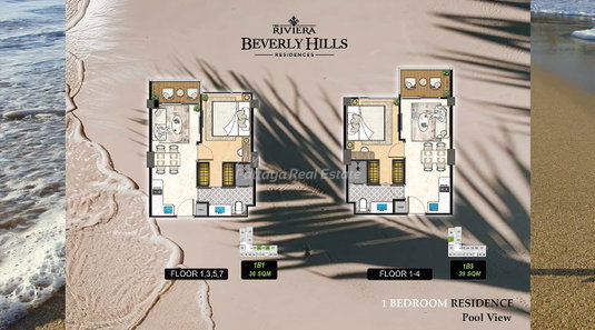 🛏️ 1 Bed - 🛁 1 Bath - 🏙️ Pool View - 🇹🇭 THAI name - 🏢 The Riviera Beverly Hills Jomtien - Ref: BEV04