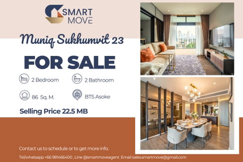 Sale with tenant !! high floor 11+, Pet Friendly!! ðĨ Code C20240500324..Muniq Sukhumvit 23, 2 bed, 2 bath, furnished, ready to move in, Special Deal!