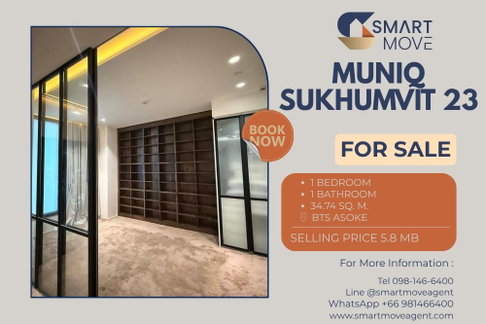 🔥 สำหรับขาย !! คอนโดหรูทำเลใจกลางเมืองอโศก!! ตกแต่งสไตล์โมเดิร์น !!🔥 Code C20251000066....Muniq Sukhumvit 23, 1 นอน, 1 น้ำ, แต่งครบ, ราคาพิเศษ!!📣📣