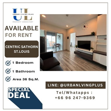 ( UL2607115 ) Tel/Line 096-2479369 ให้เช่า !! Centric Sathorn St.louis, 1 ห้องนอน 1 ห้องน้ำ 36 ตร.ม. ห้องสวย ห้องมุม สภาพดี✨✨