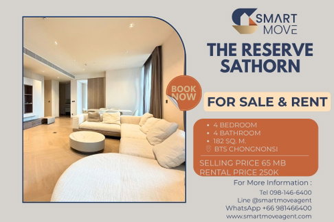For Sale ! Luxury condo, high floor22+ Modern style, There is a bathtub!! 🔥 Code C20251000074...The Reserve Sathorn, 4 bed, 4 bath, Special Deal!!
