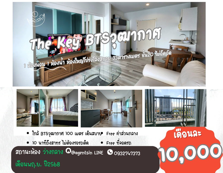 รูป ทำปกไม่ทันครับผม**ห้องไม่ว่างแล้วครับผม** ให้เช่า เดอะ คีย์ วุฒากาศ ครับผม 33 ตรม.++ห้องโทนขาว ส่วนกลางดี ติดBTS วุฒากาศ 0 เมตร++ - รูปที่ 2/35