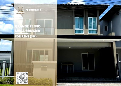 บ้านเดี่ยวให้เช่า : บ้านเดี่ยวให้เช่า 📍 Grande Pleno Mega Bangna 📍 3 ห้องนอน3 ห้องน้ำ เฟอร์นิเจอร์ และ เครื่องใช้ไฟฟ้าครบ     