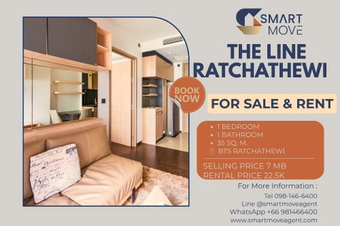 For Sale ! great facility, corner room, North Facing, 3-sided mirror, high floor !! Code C20230106407...The Line Ratchathewi, 1 bed, 1 bath, furnished