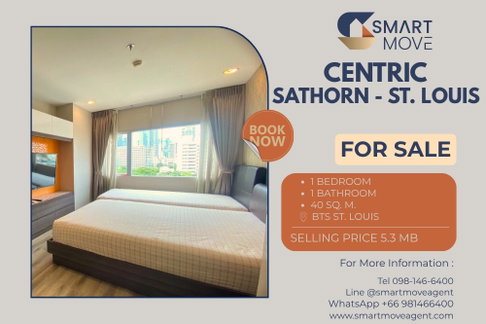 🔥 สำหรับขาย !! ห้องมุม, ห้องอยู่ทางทิศตะวันออก!! 🔥 Code C20231100315.....Centric Sathorn - St. Louis, 1 ห้องนอน, 1 ห้องน้ำ, แต่งครบ, ราคาพิเศษ!!📣📣