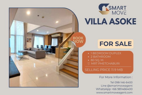 ขายพร้อมผู้เช่า !! Code C20250800009..........Villa Asoke, 1 ห้องนอน, 1 ห้องน้ำ Duplex, แต่งครบ
