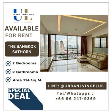 ( UL2511201 ) ✨Tel/Line 096-2479369✨ , FOR RENT The Bangkok Sathorn 2 bedrooms, 2 bathrooms, high floor, furnished, ready to move in