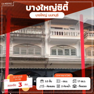 🔥 3.5-Storey Commercial Building for Sale – Bang Yai City Soi 11 Ideal for business owners or investors. near school, market, and stadium.
