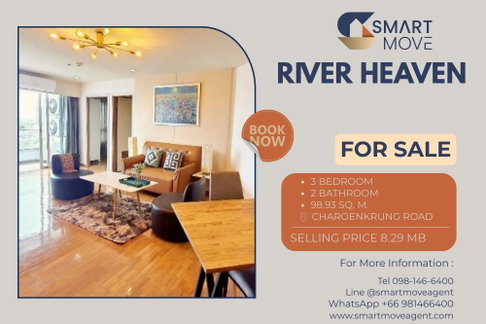 🔥 สำหรับขาย !! ห้องไซส์ใหญ่, ชั้นสูง 22++, ห้องทิศตะวันออก!! 🔥 Code C20221203469.......River Heaven, 3 ห้องนอน, 2 ห้องน้ำ, แต่งครบ, ราคาพิเศษ!!📣📣