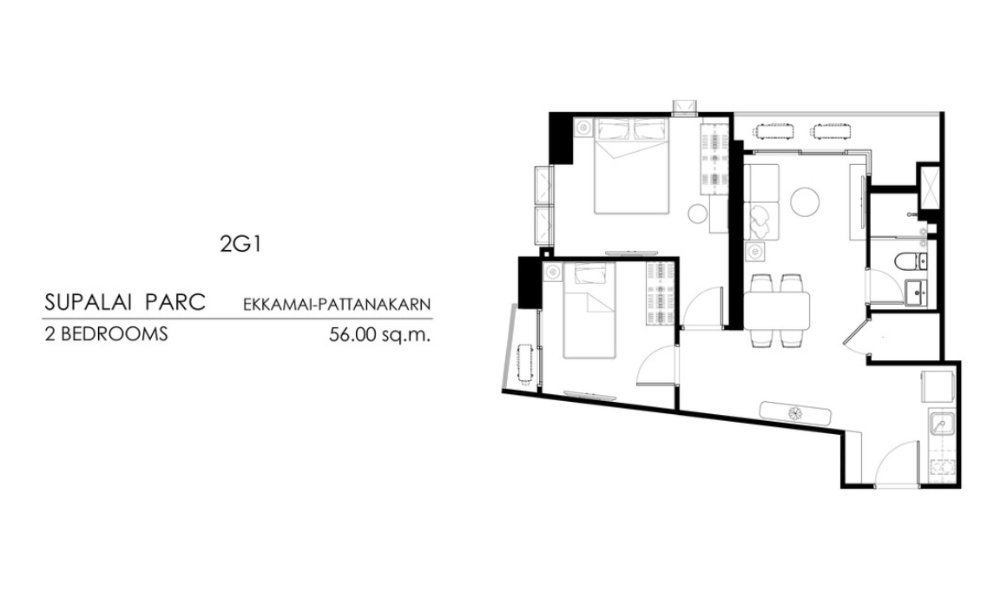 รูป ด่วน! Rare Unit 2 นอนใหญ่ ห้องมุม ศุภาลัย ปาร์ค เอกมัย-พัฒนาการ - รูปที่ 3/8