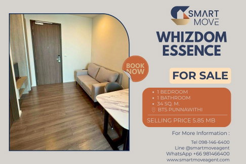 Sale !! high floor 39+, North Facing, Closed kitchen, great facility! Code C20251200033...Whizdom Essence, 1 bed, 1 bath, furnished, Special Deal!
