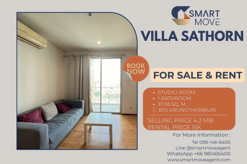 🔥 For Sale !! high floor 24++, ICONSIAM view!! 🔥 Code C20221204194...Villa Sathorn, Studio, 1 bath, furnished, ready to move in, Special Deal!!📣📣